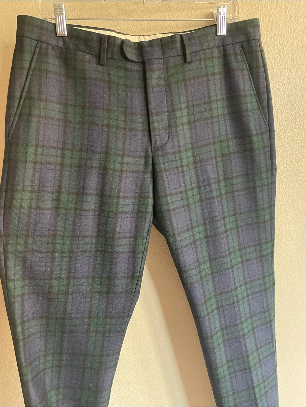 J. Crew Bowery - Navy & Green Plaid Tailored Dress Pants Wool size men’s 32/32